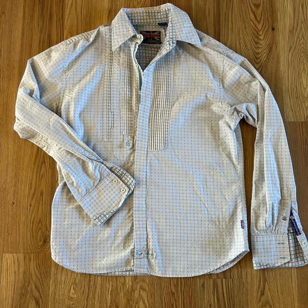 English Laundry Light Blue and White Patterned Shirt